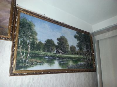 Лот: 3395575. Фото: 1. картина "дом у озера". Холсты чистые