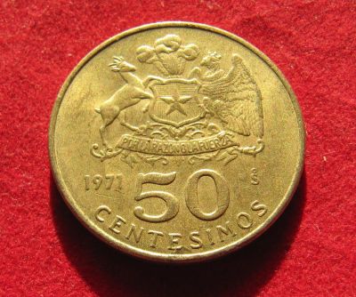 Лот: 19907760. Фото: 1. Чили 50 сентесимо, 1971 г. Америка