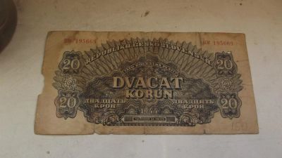 Лот: 10908332. Фото: 1. 20 крон 1944 года, СССР в Чехословакии... Россия, СССР, страны СНГ