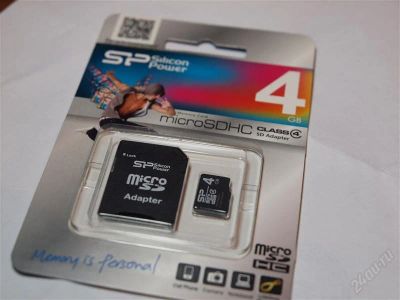 Лот: 1547037. Фото: 1. MicroSD/ SDHC 4 GB Карта памяти... Карты памяти