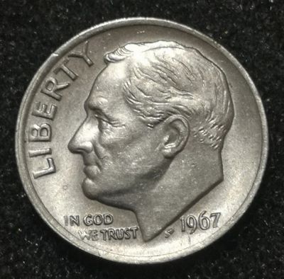 Лот: 23491769. Фото: 1. 10 центов (1 дайм) 1967 года... Америка