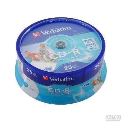 Лот: 8480565. Фото: 1. Диск CD-R Verbatim 700Mb 52x Printable... CD, DVD, BluRay