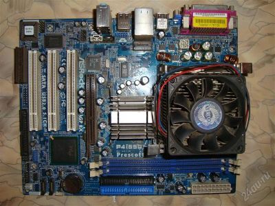 Лот: 912486. Фото: 1. Asrock p4i65g + Intel Celeron... Материнские платы