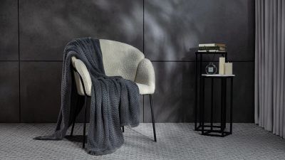 Лот: 23774092. Фото: 1. Вязаный плед Universal (петля... Пледы, покрывала