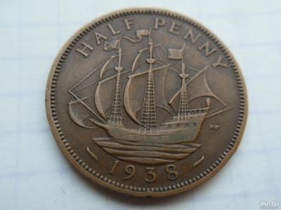 Лот: 8050974. Фото: 1. Великобритания 1/2 пенни 1938. Великобритания и острова