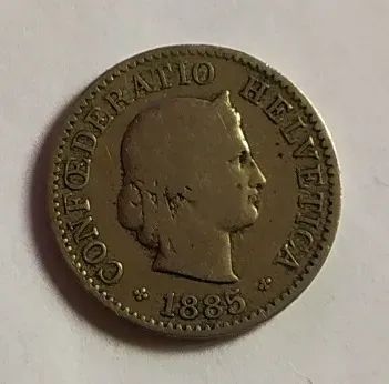 Лот: 24348458. Фото: 1. Щвейцария 5 раппенов 1885. Европа