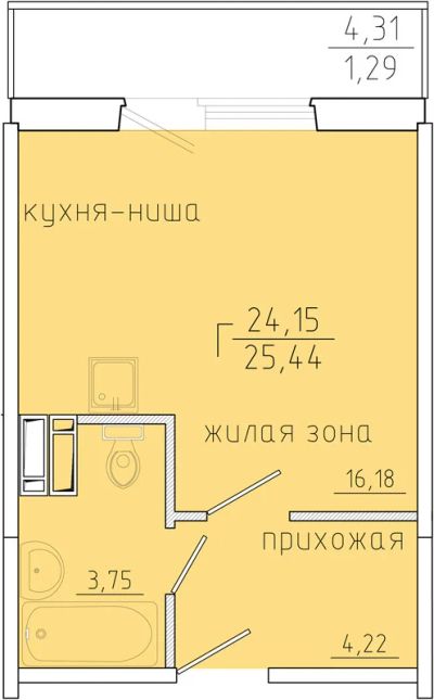 Лот: 11098750. Фото: 1. Сдам студию 25 кв.м Ольховая. Квартиры, студии