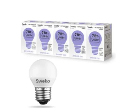 Лот: 19242643. Фото: 1. Лампа светодиодная Sweko 42LED-G45-15W-230-6500K-Е27... Лампочки