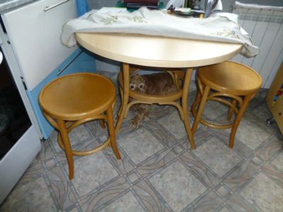Лот: 3355803. Фото: 1. Продам стол и две табуретки, ротанговая... Столы, стулья, обеденные группы