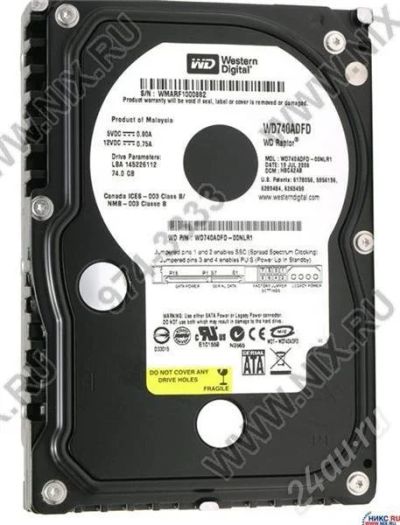 Лот: 391397. Фото: 1. Жесткий диск WD Raptor 74Gb, 10000... Жёсткие диски (HDD)