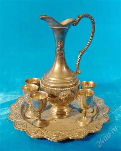 Лот: 1563579. Фото: 1. кувшин + 5 рюмок + поднос ( цвет... Предметы интерьера и быта