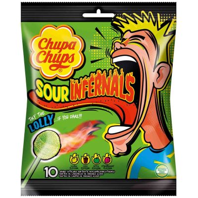 Лот: 12740565. Фото: 1. Леденцы Chupa Chups Sour Infernals. Шоколад, конфеты