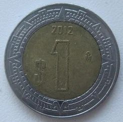 Лот: 18772896. Фото: 1. Мексика 1 песо 2012, с рубля. Америка