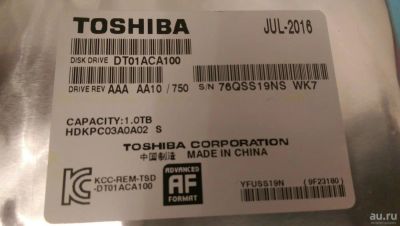 Лот: 8936991. Фото: 1. Жесткий диск 1 Тб Toshiba DT01ACA100... Жёсткие диски (HDD)
