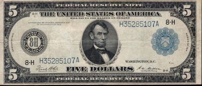Лот: 16921280. Фото: 1. 5 долларов США 1914 г. Америка