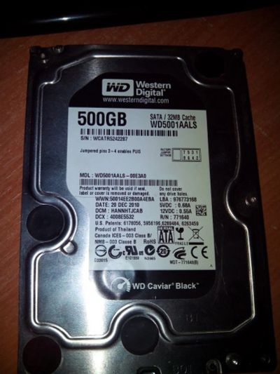 Лот: 5464649. Фото: 1. Western Digital WD5001AALS - 500... Жёсткие диски (HDD)