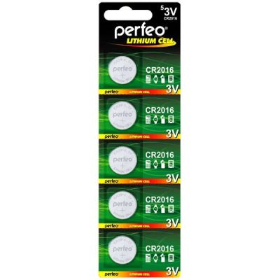 Лот: 22144855. Фото: 1. PERFEO CR2016\5BL LITHIUM CELL. Батарейки, аккумуляторы, элементы питания