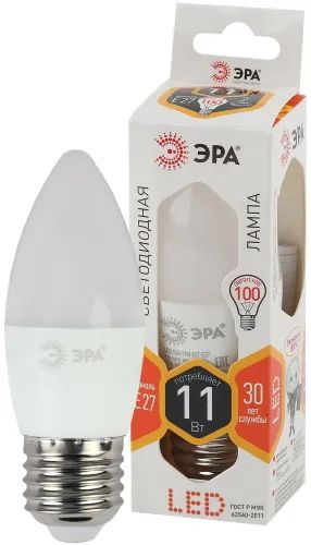 Лот: 24526157. Фото: 1. Светодиодная лампа ЭРА LED B35-11W-827-E27. Лампочки