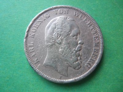 Лот: 11809301. Фото: 1. 5 Марок 1875 г. Вюртемберг,крупное... Германия и Австрия