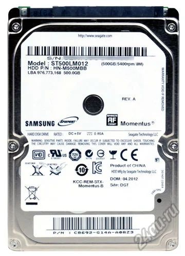 Лот: 5606577. Фото: 1. Samsung 500Gb (ST500LM012). Жёсткие диски (HDD)