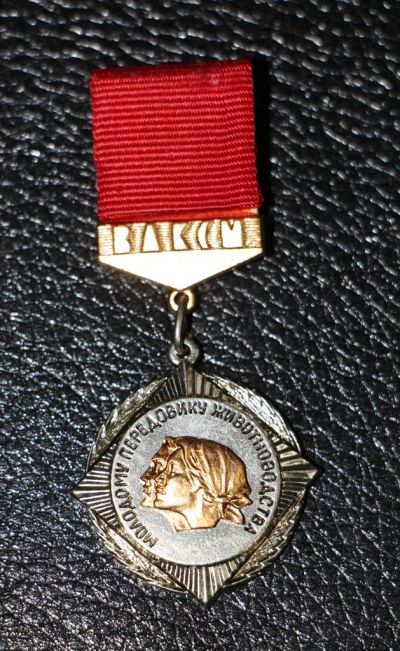 Лот: 4131469. Фото: 1. Знак Молодому передовику животноводства... Юбилейные