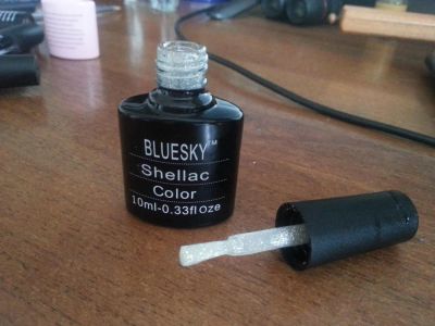 Лот: 5078941. Фото: 1. Шеллак "Bluesky" Серебряные блестки. Лак для ногтей