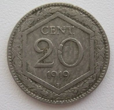 Лот: 5622580. Фото: 1. Италия 20 чентезимо 1919. Европа