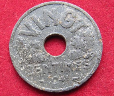 Лот: 15235640. Фото: 1. Франция 20 сантимов, 1941г. Номинал... Остальные страны