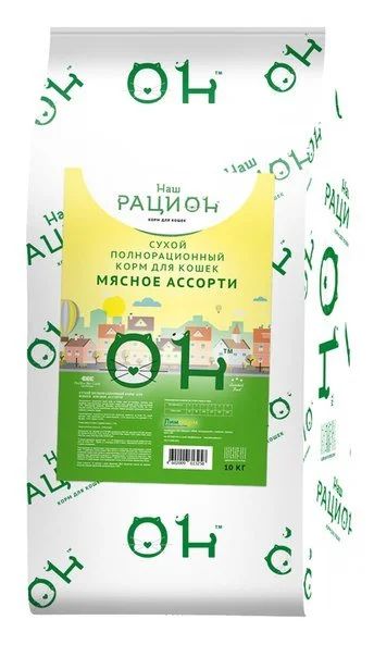Лот: 13951414. Фото: 1. Наш Рацион Мясное ассорти 10кг... Корма