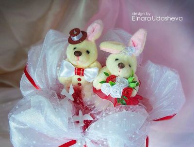 Лот: 2076082. Фото: 1. букет из игрушек "Свадьба" жених... Букеты из конфет, игрушек