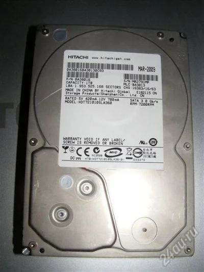 Лот: 2140638. Фото: 1. HDD 1 TB SATA-II 300 Hitachi Deskstar... Жёсткие диски (HDD)
