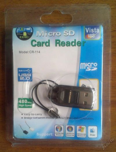 Лот: 5826223. Фото: 1. USB CardReader MicroSD CR-114. Картридеры