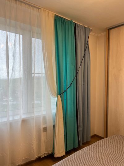 Лот: 23599546. Фото: 1. Комплект штор бело-синие (портьера... Шторы, тюль