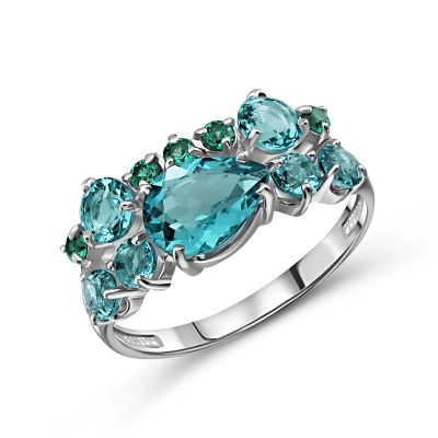 Лот: 23843505. Фото: 1. Серебряное кольцо с ювелирными... Кольца, перстни
