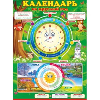 Лот: 7680176. Фото: 1. Новый Плакат "Календарь на круглый... Развивающие