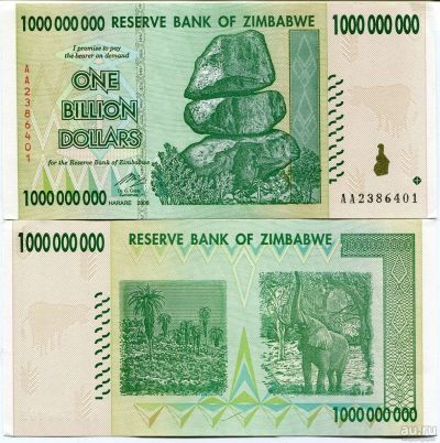 Лот: 17619896. Фото: 1. 1000000000 долларов Зимбабве... Африка