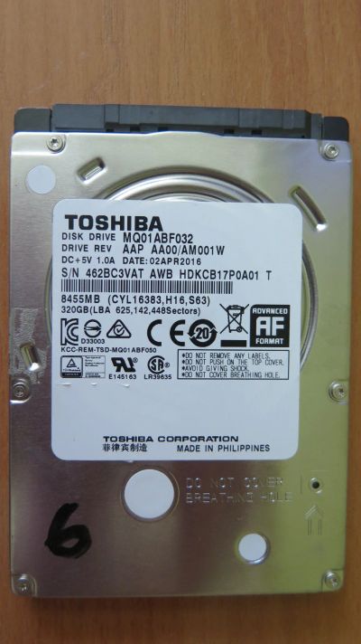 Лот: 17842090. Фото: 1. Жесткий диск Toshiba MQ01ABF032... Жёсткие диски