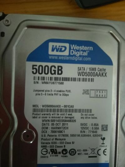 Лот: 17028044. Фото: 1. Жесткий диск WD 500. Жёсткие диски (HDD)
