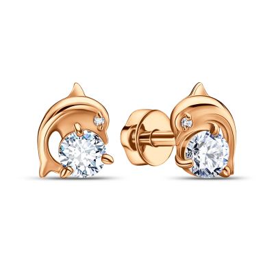 Лот: 23845521. Фото: 1. Серебряные серьги с фианитами... Серьги, каффы