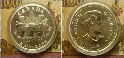 Лот: 18796562. Фото: 1. Канада 5 долларов 2005 г. Америка