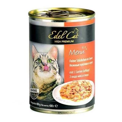 Лот: 14063337. Фото: 1. Edel Cat (Эдель Кэт) 3 вида мяса... Корма