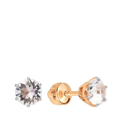 Лот: 23867895. Фото: 1. Золотые серьги с кристаллами SWAROVSKI. Серьги, каффы