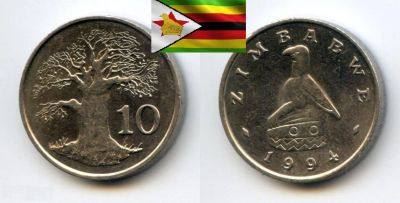 Лот: 18954392. Фото: 1. Зимбабве 10 центов 1994. Африка