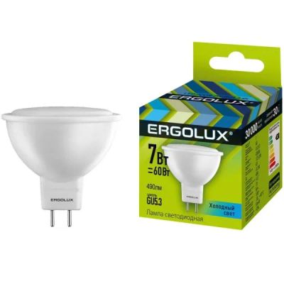 Лот: 24632103. Фото: 1. Светодиодная лампа Ergolux LED-JCDR-7W-GU5... Лампочки
