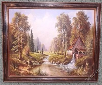 Лот: 2303319. Фото: 1. Постер в раме "Старая мельница... Другое (картины, панно)