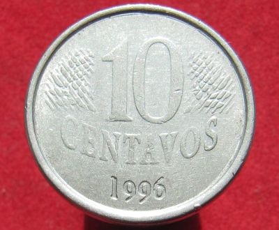 Лот: 15806385. Фото: 1. Бразилия 10 сентаво, 1996г. Остальные страны