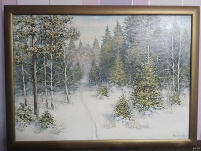 Лот: 14365809. Фото: 1. Картина "Зима в лесу" В.И. Мамичев... Картины, гравюры