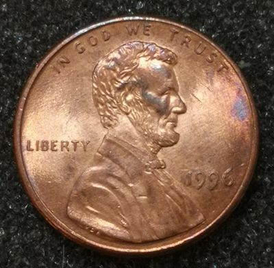 Лот: 23519729. Фото: 1. 1 цент 1996 года. США. Штемпельный... Америка