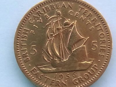 Лот: 19907824. Фото: 1. Монета Восточных Карибов 5 центов... Америка