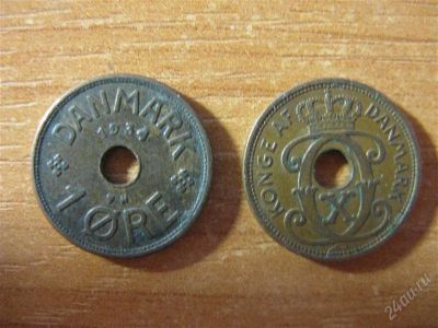 Лот: 2510859. Фото: 1. Дания 1 эре 1927-1940 годов. Европа